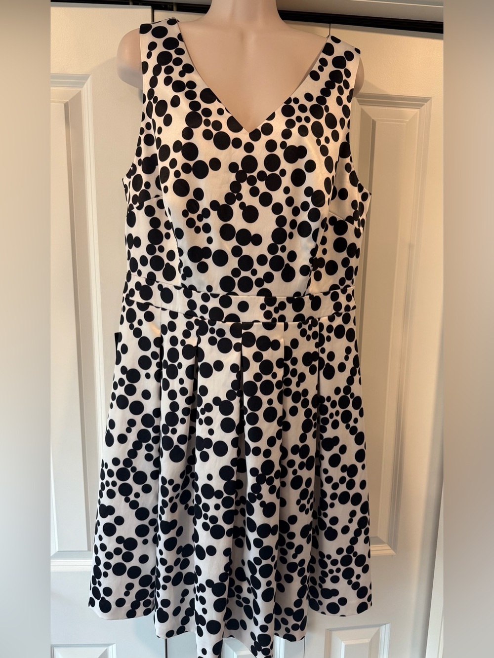 The Limited black white polka dot fit & flare dress 14 tall